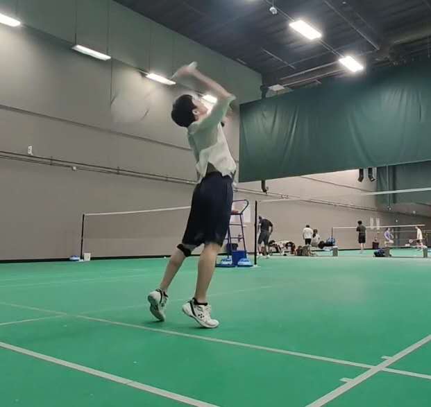 Playing badminton